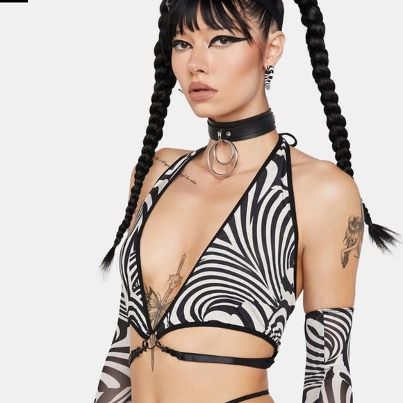 Dolls Kill Club Exx Waking Dream Halter Top Swirl Print Size Medium NWT New - Picture 16 of 16